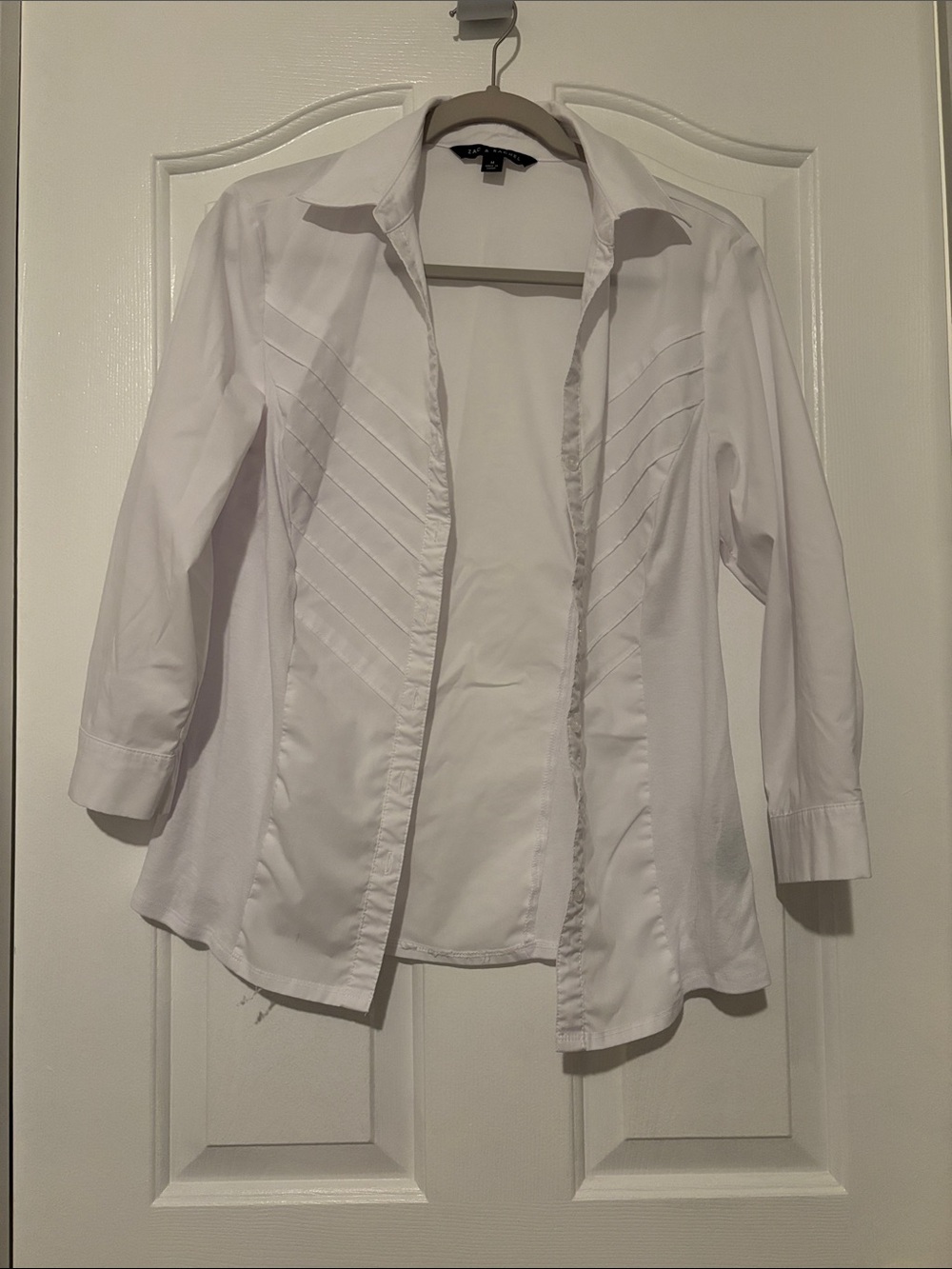 Zac & Rachel White Pintuck Button-Front Blouse